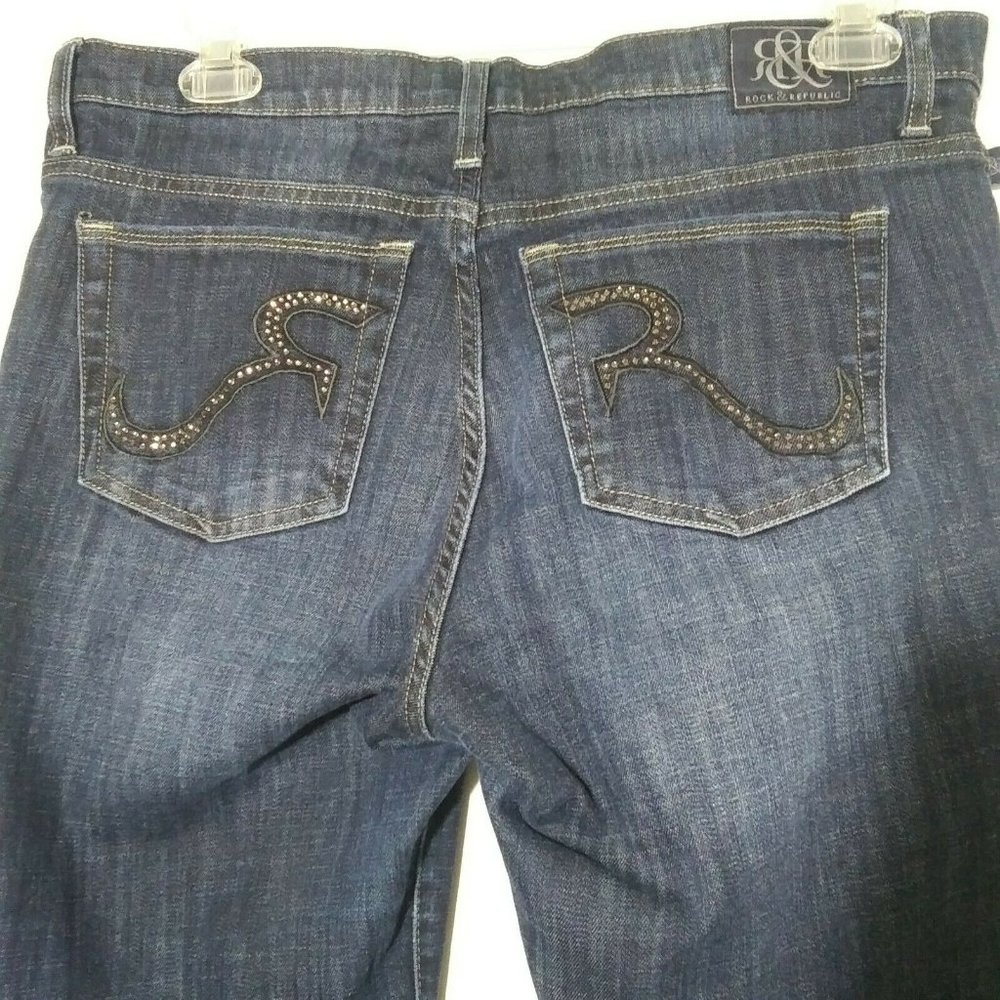 Rock & Republic Kasandra Bootcut Mid-Rise Dark Wash Blue Jeans Size 16
